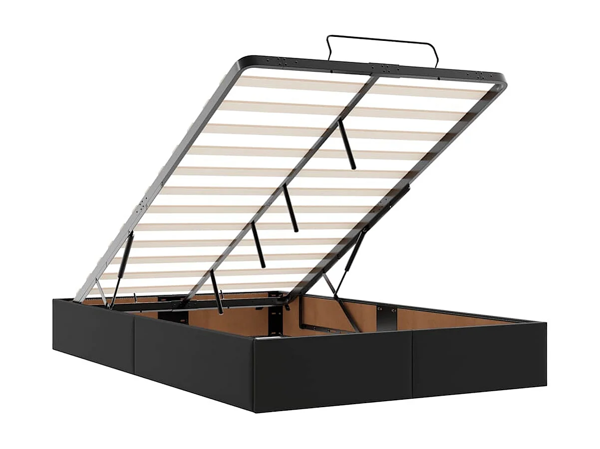 Cadre de lit ottoman avec matelas noir 120x200 cm similicuir