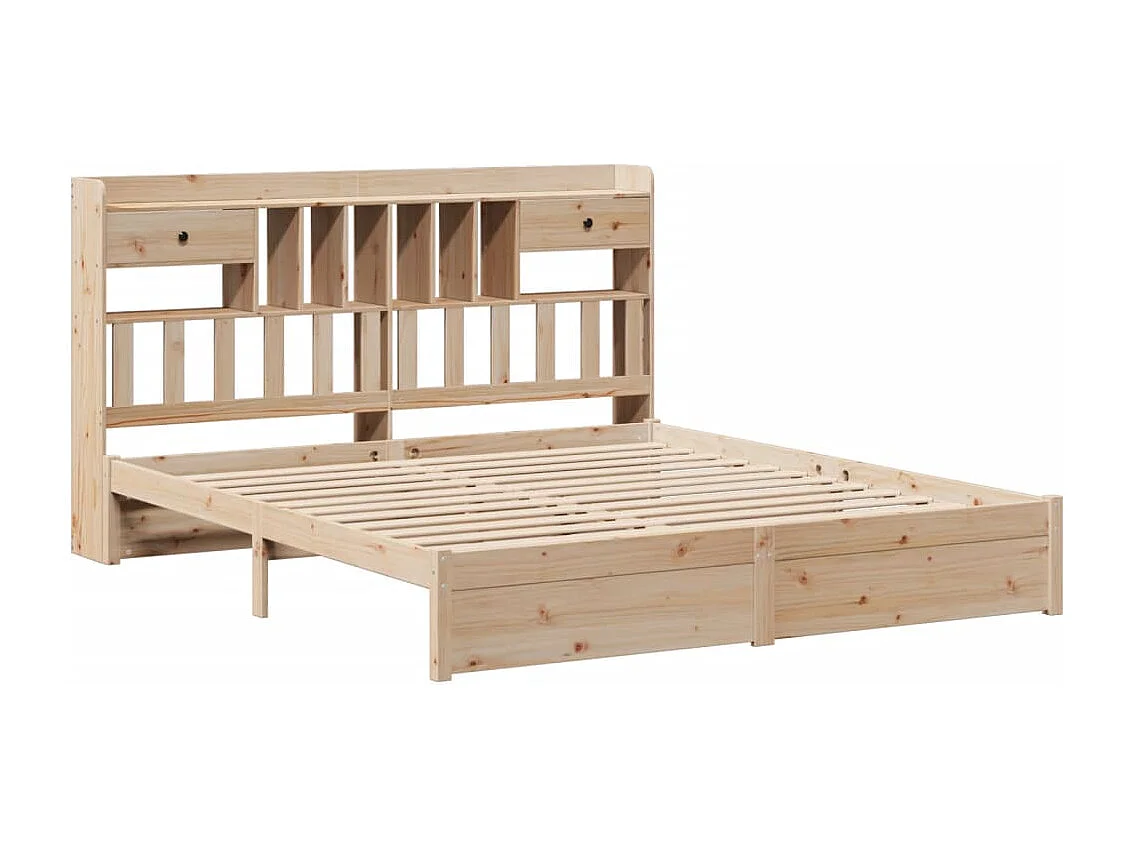 Cama con estantería sin colchón madera maciza de pino 180x200cm