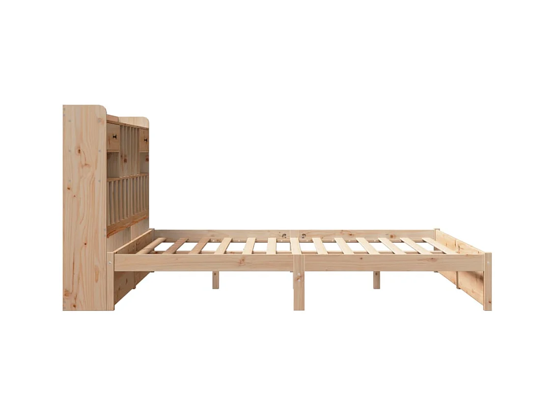 Lit bibliothèque sans matelas 180x200 cm bois massif de pin