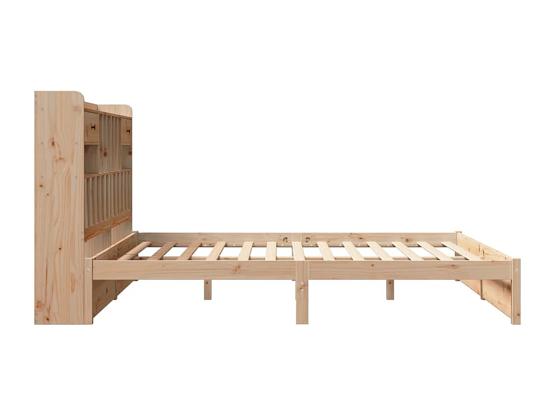 Lit bibliothèque sans matelas 180x200 cm bois massif de pin