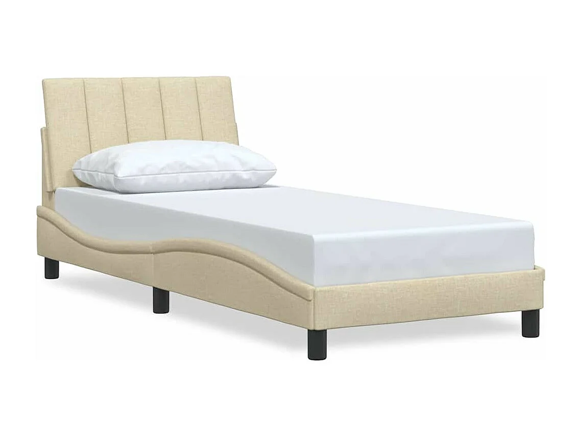 Cadre de lit sans matelas crème 90x190 cm tissu