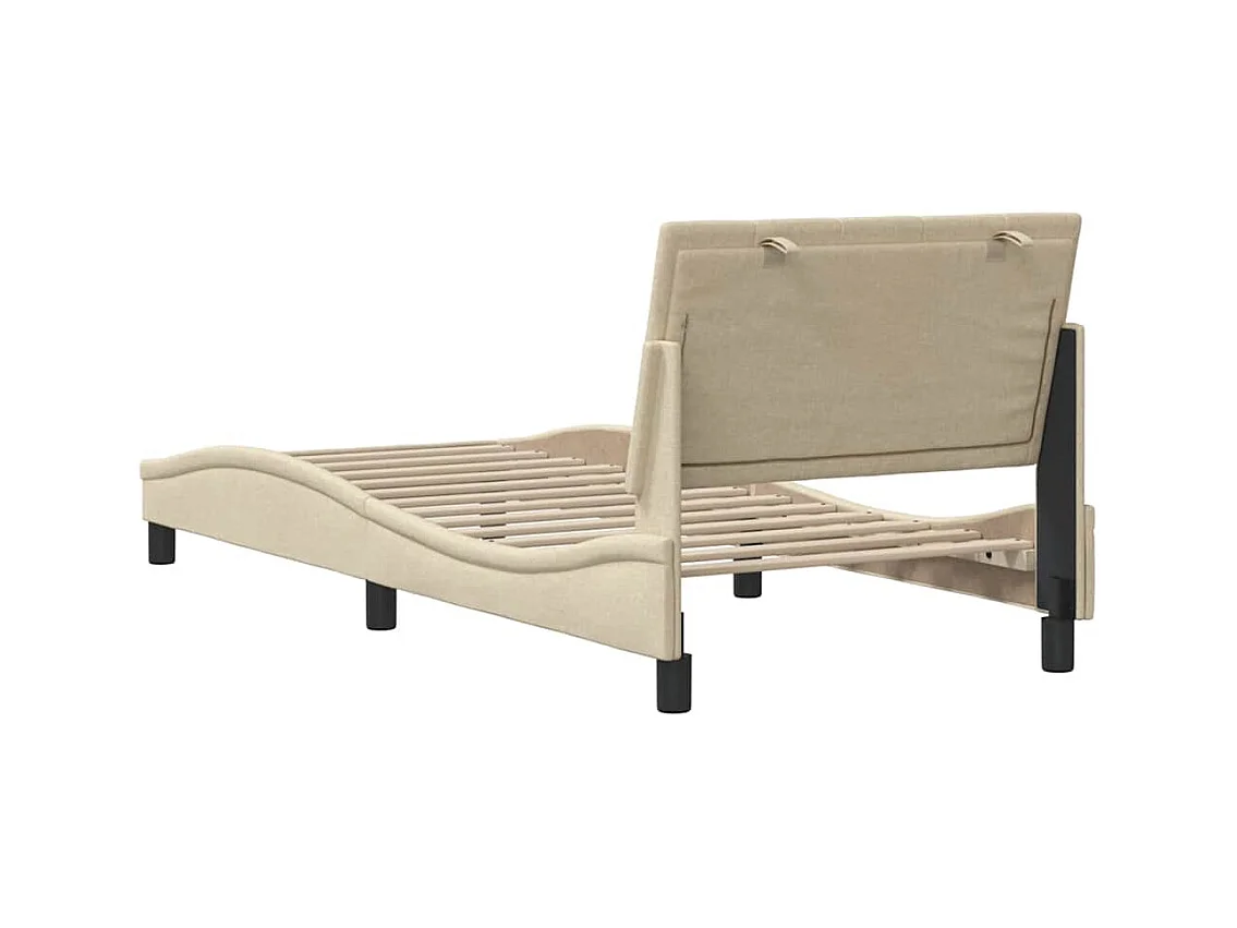 Cadre de lit sans matelas crème 90x190 cm tissu