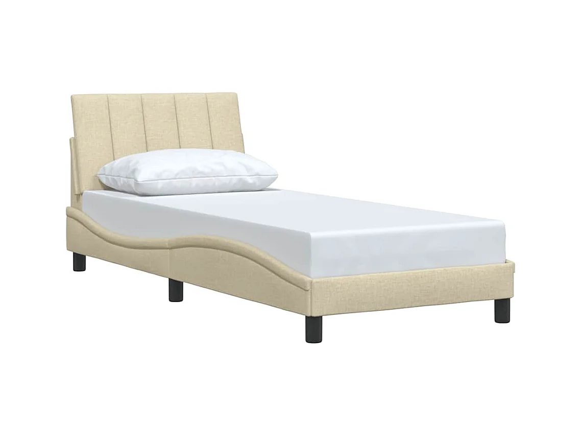 Cadre de lit sans matelas crème 90x190 cm tissu