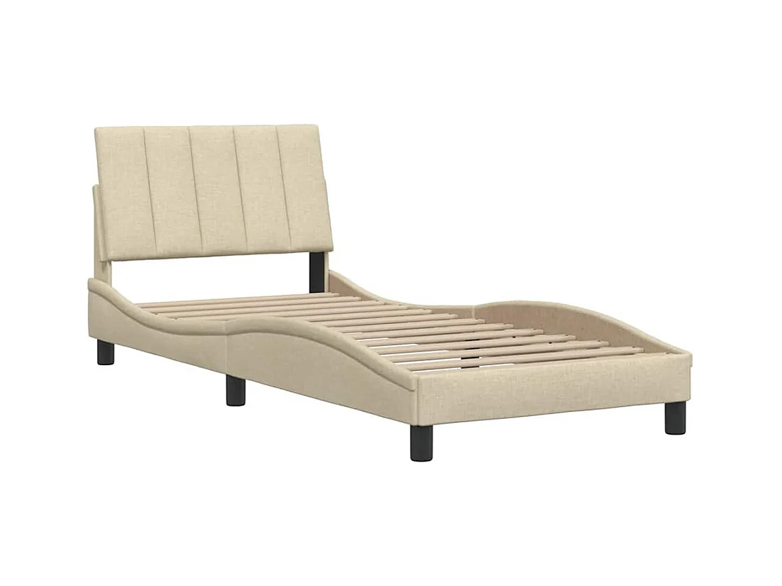 Cadre de lit sans matelas crème 90x190 cm tissu