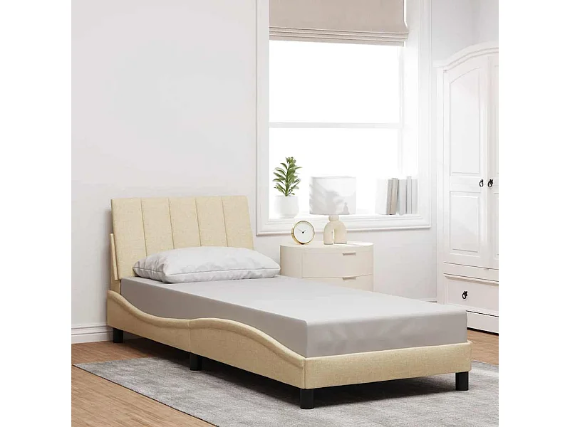 Cadre de lit sans matelas crème 90x190 cm tissu