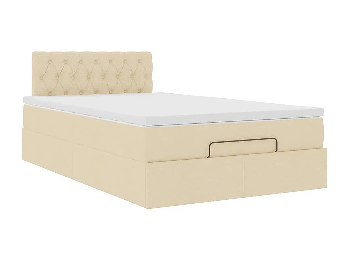 Ottoman bed met matras en LED's 120x200cm stof crèmekleurig