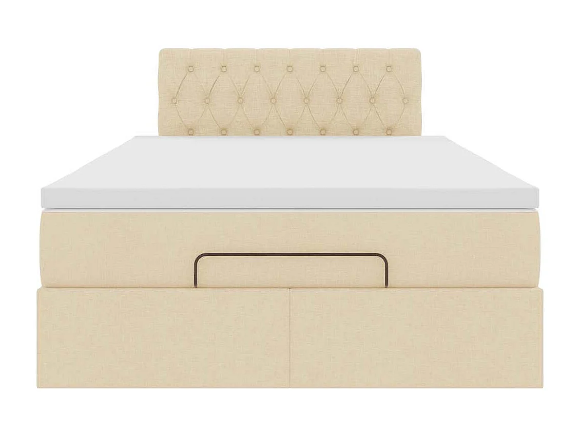 Ottoman bed met matras en LED's 120x200cm stof crèmekleurig