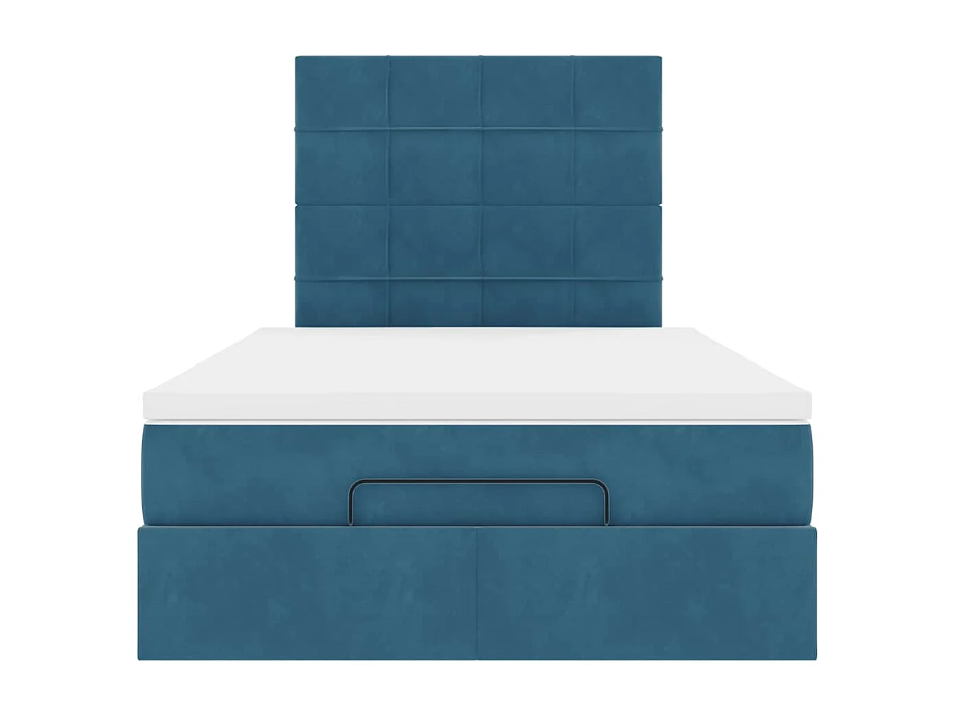Cadre de lit ottoman avec matelas bleu foncé 120x190 cm velours