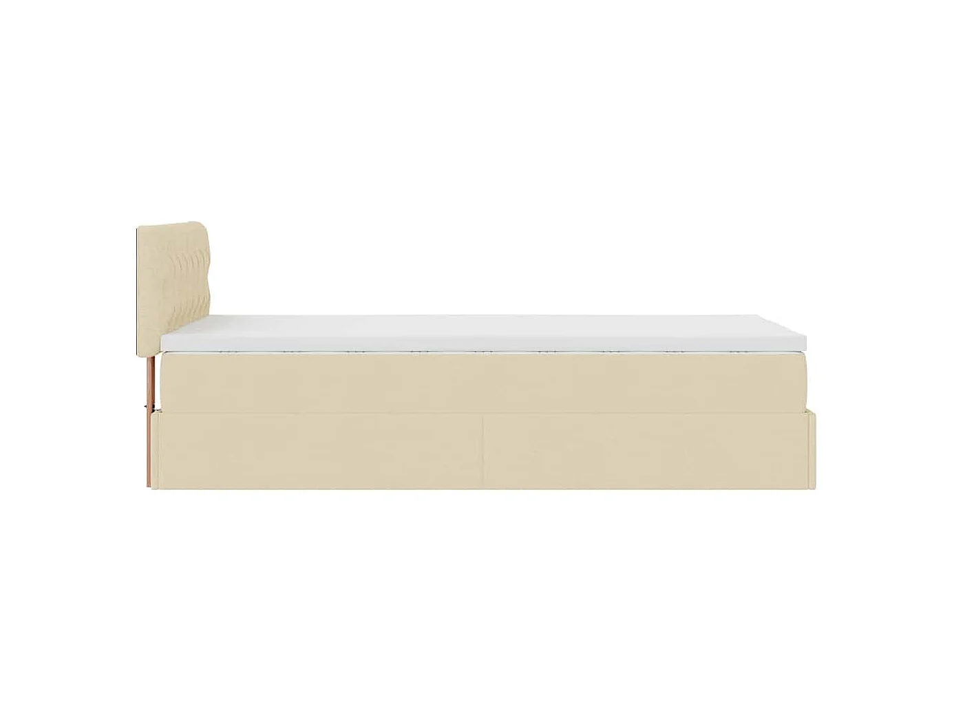 Cadre de lit ottoman avec matelas crème 80x200 cm tissu