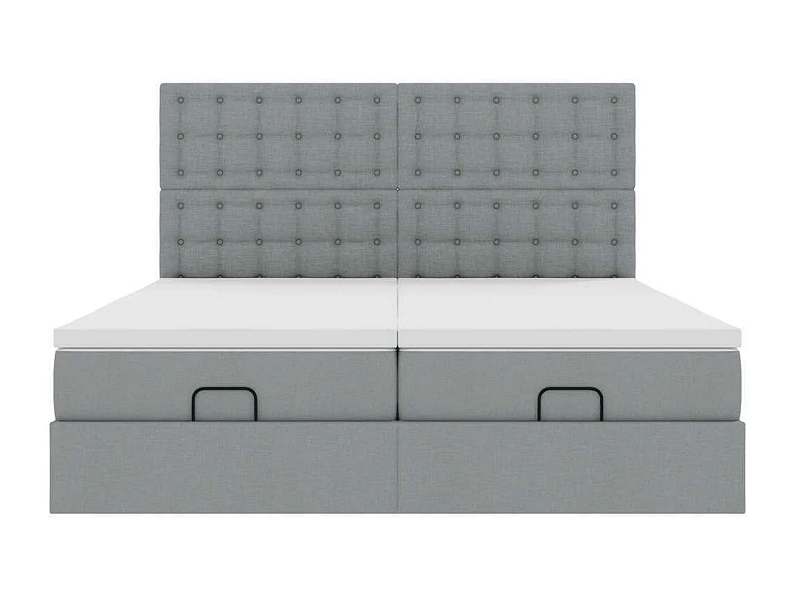 Cadre de lit ottoman et matelas gris clair 180x200cm tissu