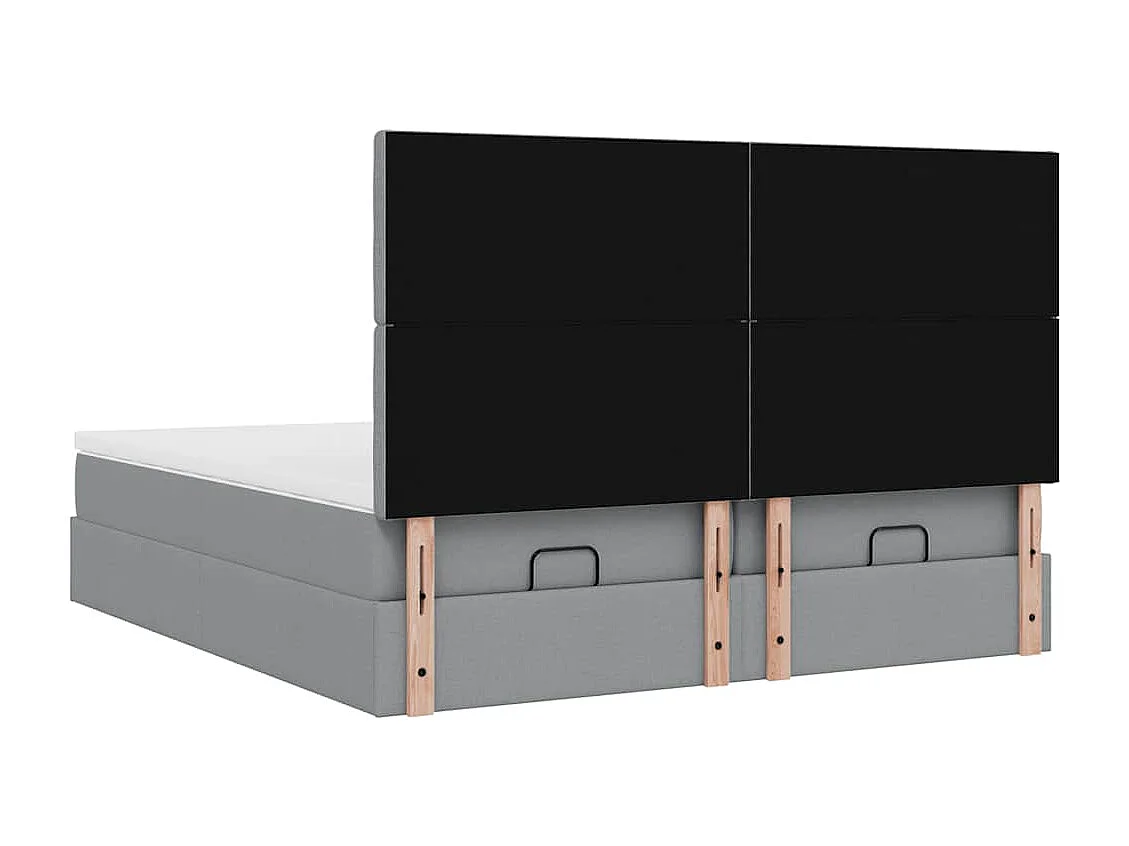 Cadre de lit ottoman et matelas gris clair 180x200cm tissu