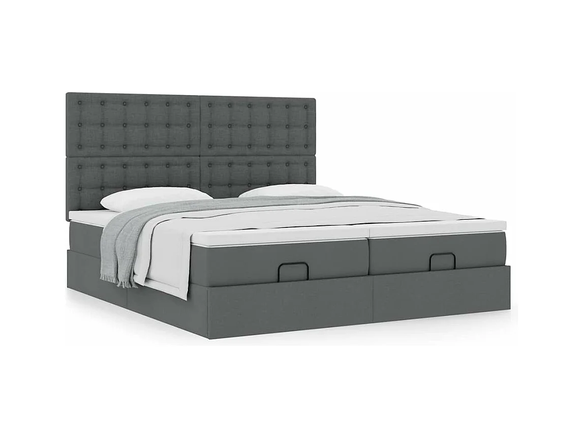 Ottoman bed met matrassen 160x200cm stof donkergrijs