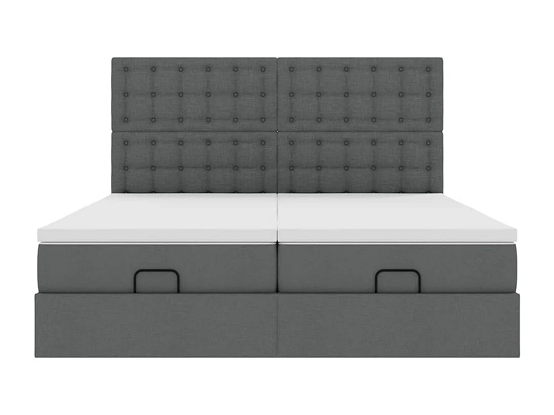 Cadre de lit ottoman avec matelas gris foncé 160x200cm tissu