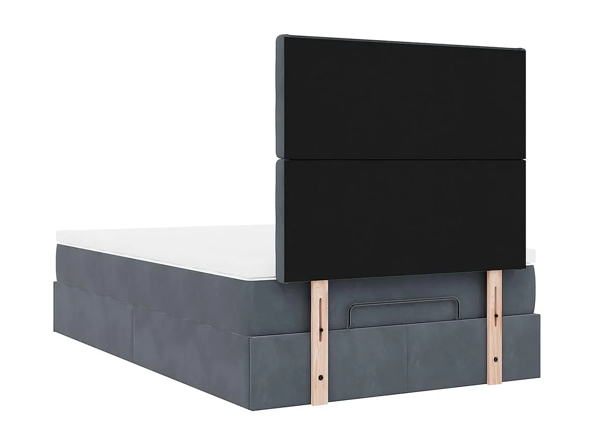 Cadre de lit ottoman avec matelas gris foncé 120x190 cm velours