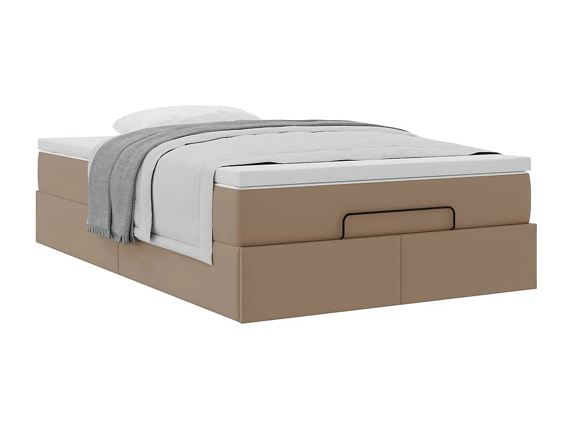 Estructura cama otomana colchón cuero sintético cappucino