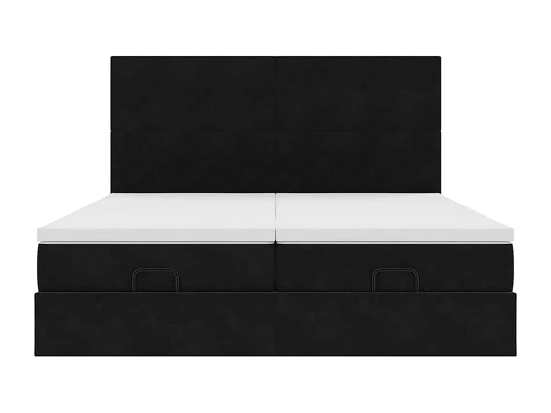 Estrutura de cama otomana com colchões 180x200cm veludo preto