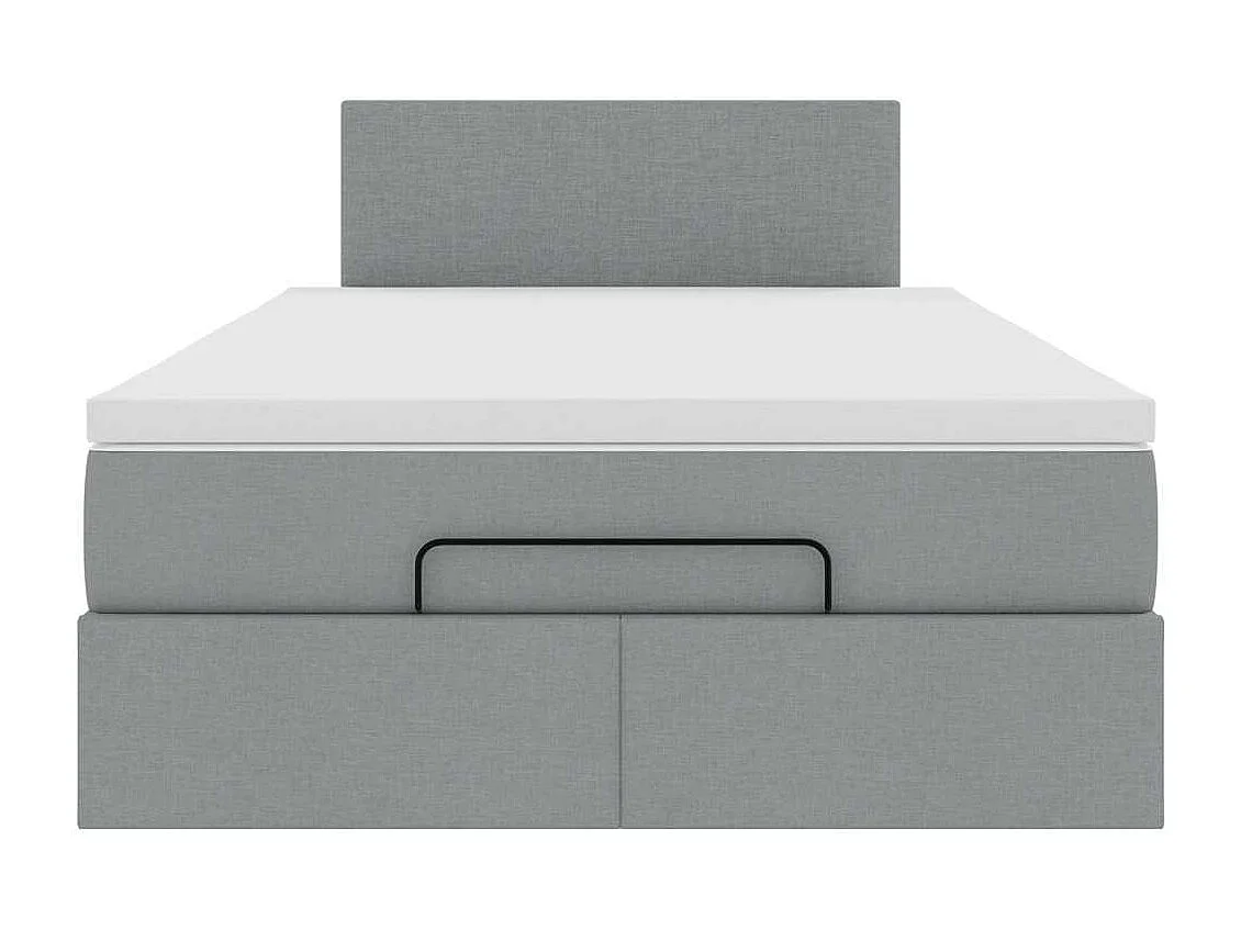Lit ottoman avec matelas gris clair 120x190 cm tissu