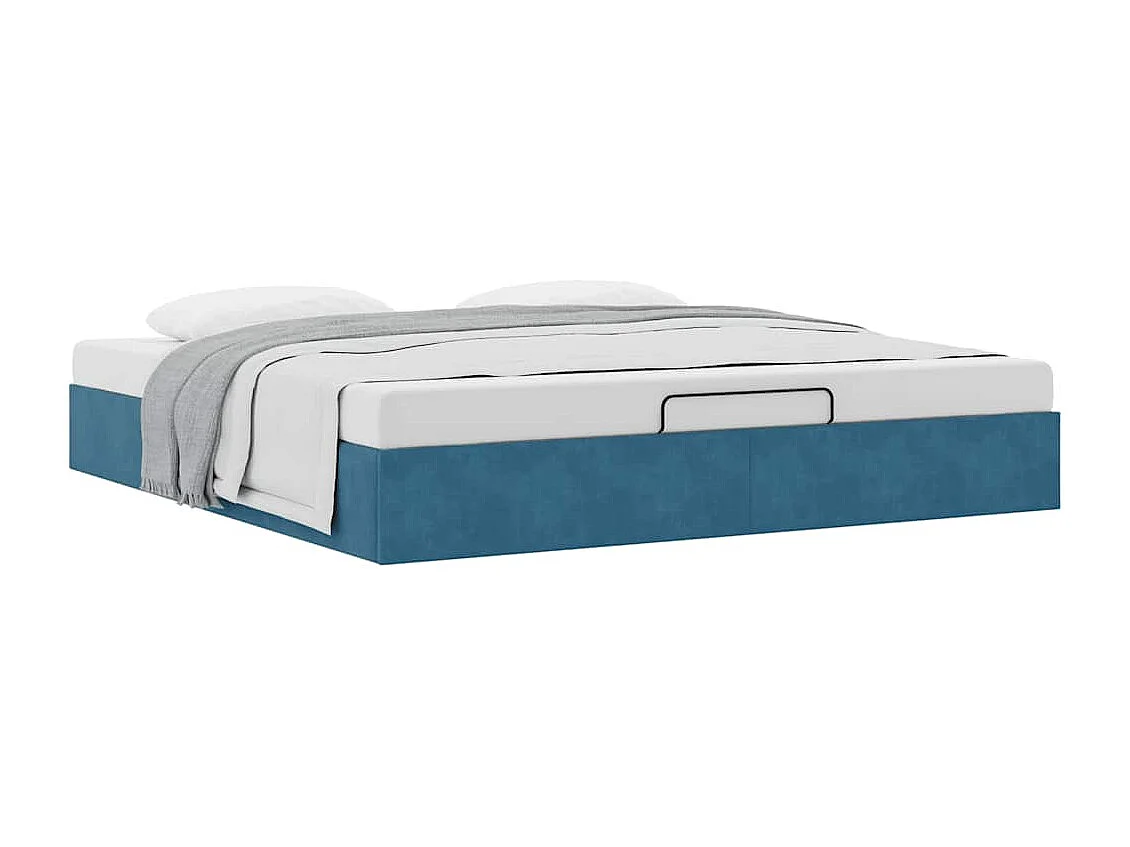 Cadre de lit ottoman sans matelas bleu foncé 160x200 cm velours