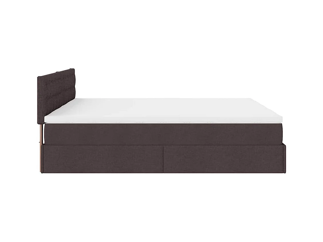 Cadre de lit ottoman avec matelas marron foncé 200x200 cm tissu
