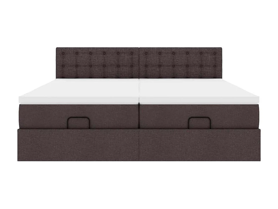 Cadre de lit ottoman avec matelas marron foncé 200x200 cm tissu