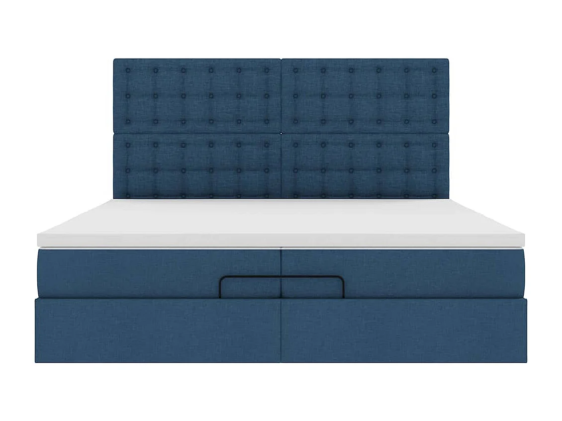 Cadre de lit ottoman avec matelas bleu 200x200cm tissu