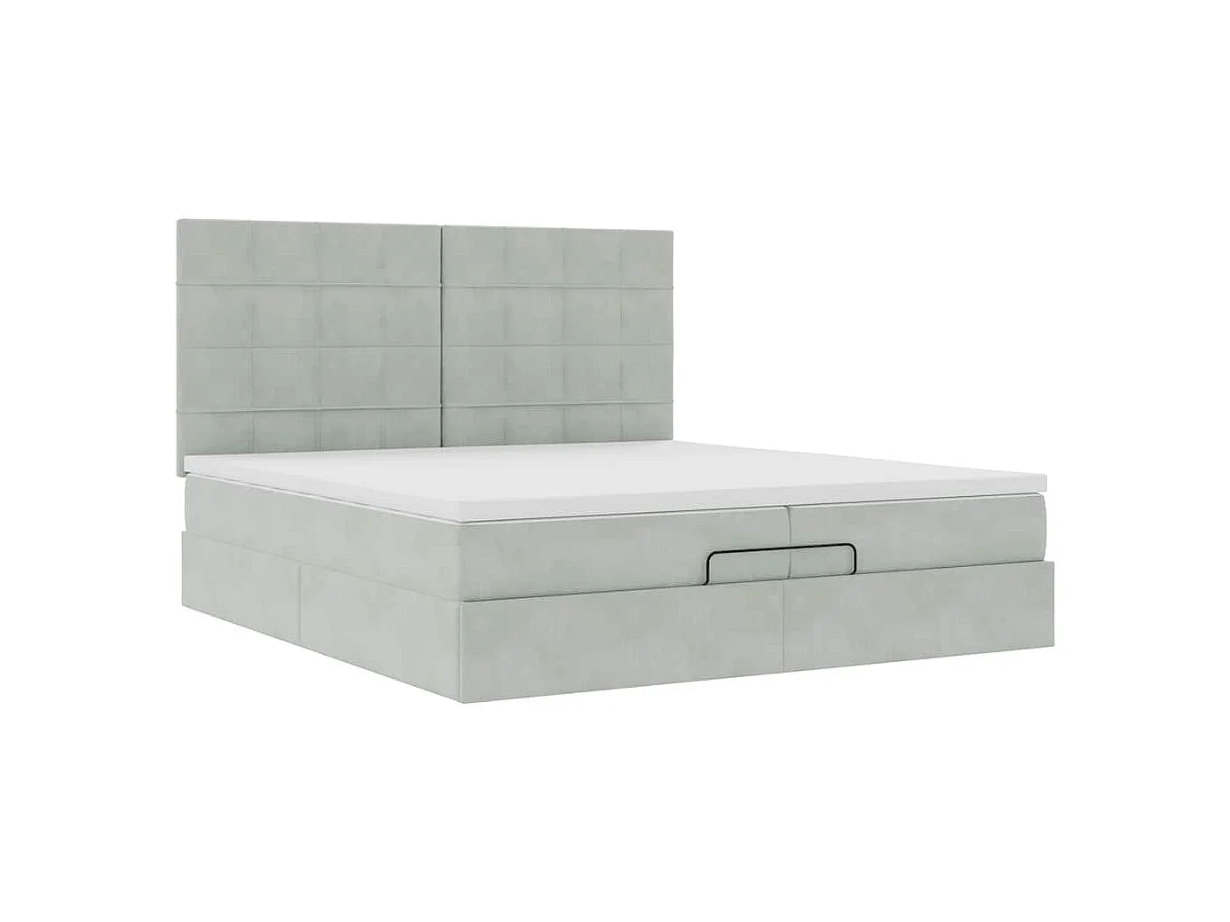 Cadre de lit ottoman avec matelas gris clair 200x200 cm velours