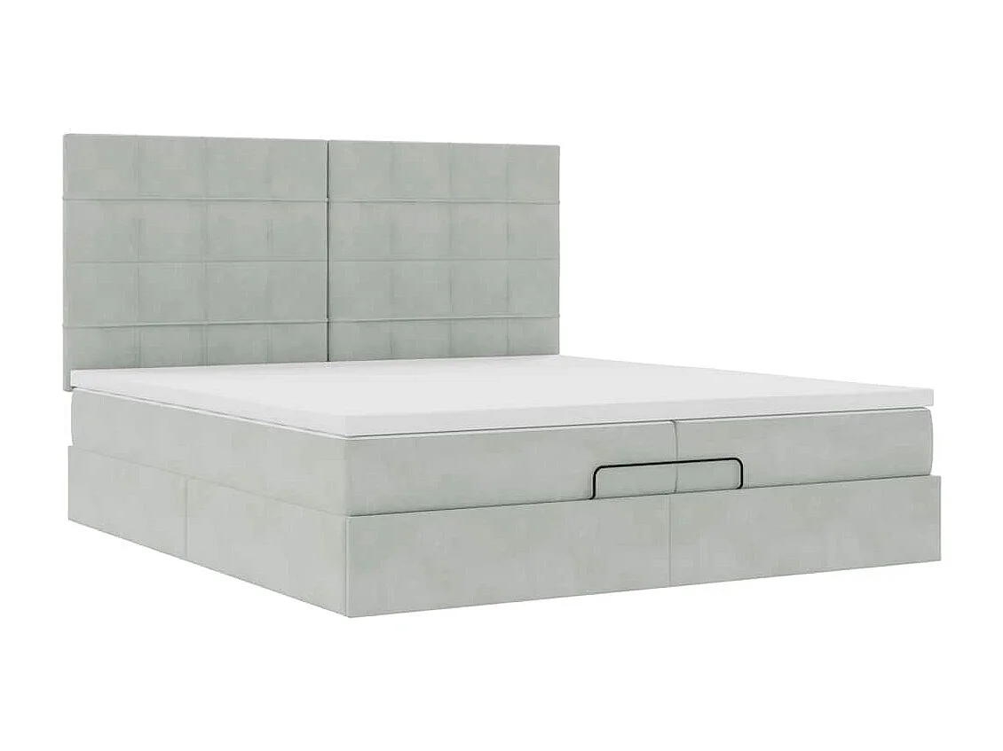Cadre de lit ottoman avec matelas gris clair 200x200 cm velours