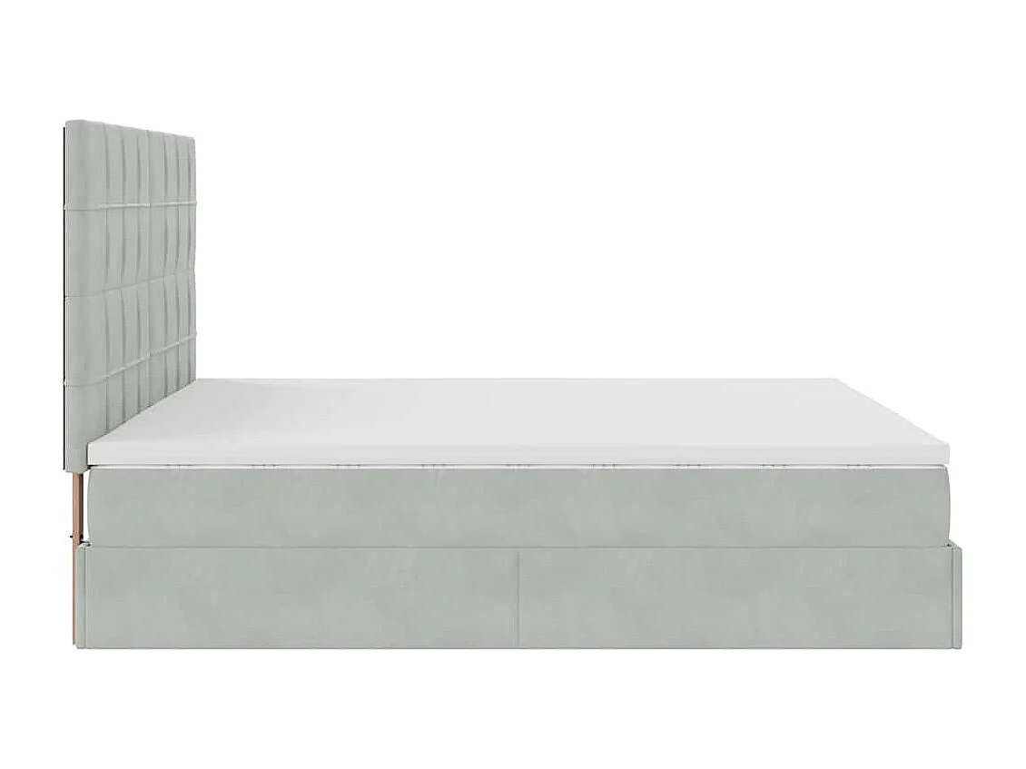 Cadre de lit ottoman avec matelas gris clair 200x200 cm velours