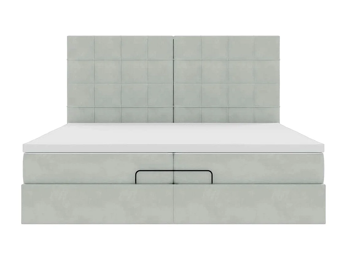 Cadre de lit ottoman avec matelas gris clair 200x200 cm velours