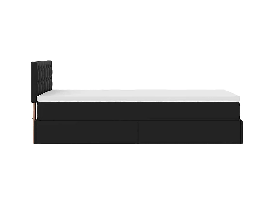 Cadre de lit ottoman avec matelas noir 90x190 cm similicuir