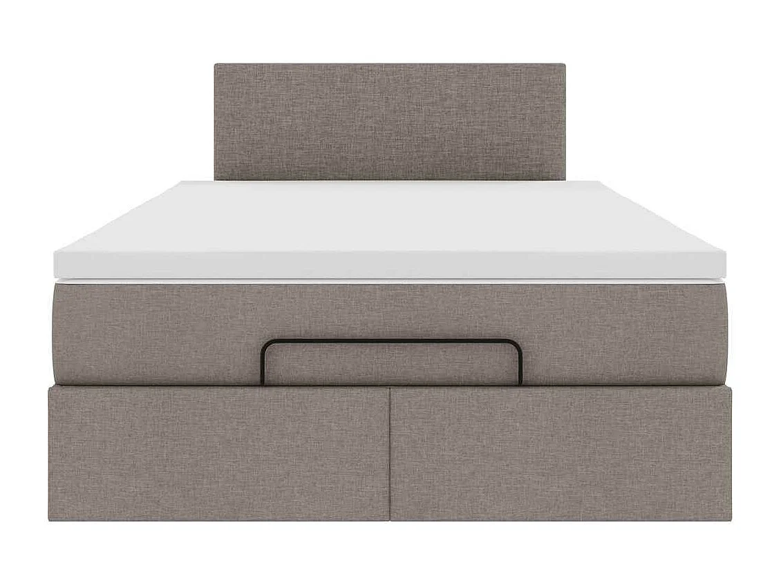 Cadre de lit ottoman avec matelas taupe 120x190 cm tissu