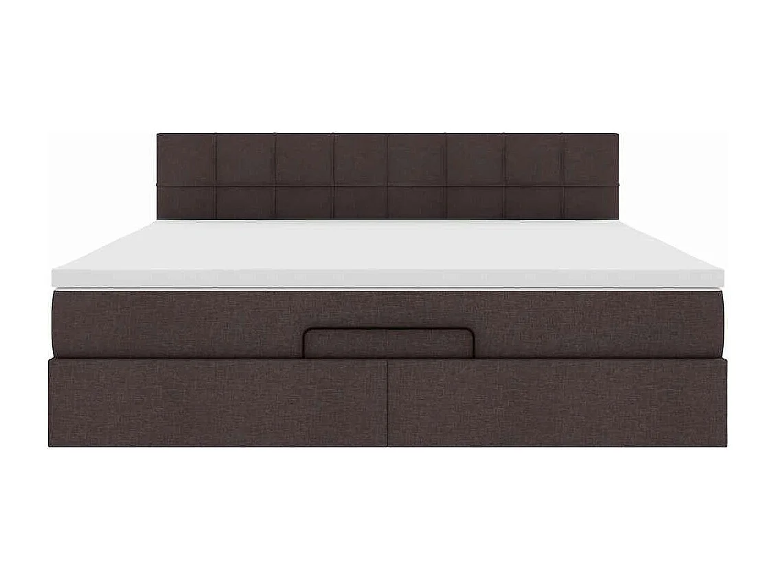 Cadre de lit ottoman avec matelas marron foncé 180x200 cm tissu
