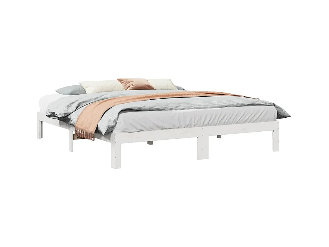 Cadre de lit sans matelas blanc 160x200 cm bois de pin massif
