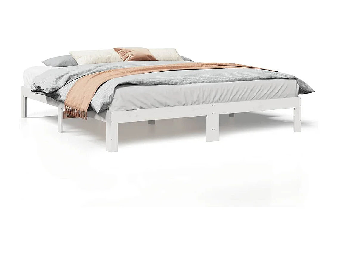 Cadre de lit sans matelas blanc 160x200 cm bois de pin massif