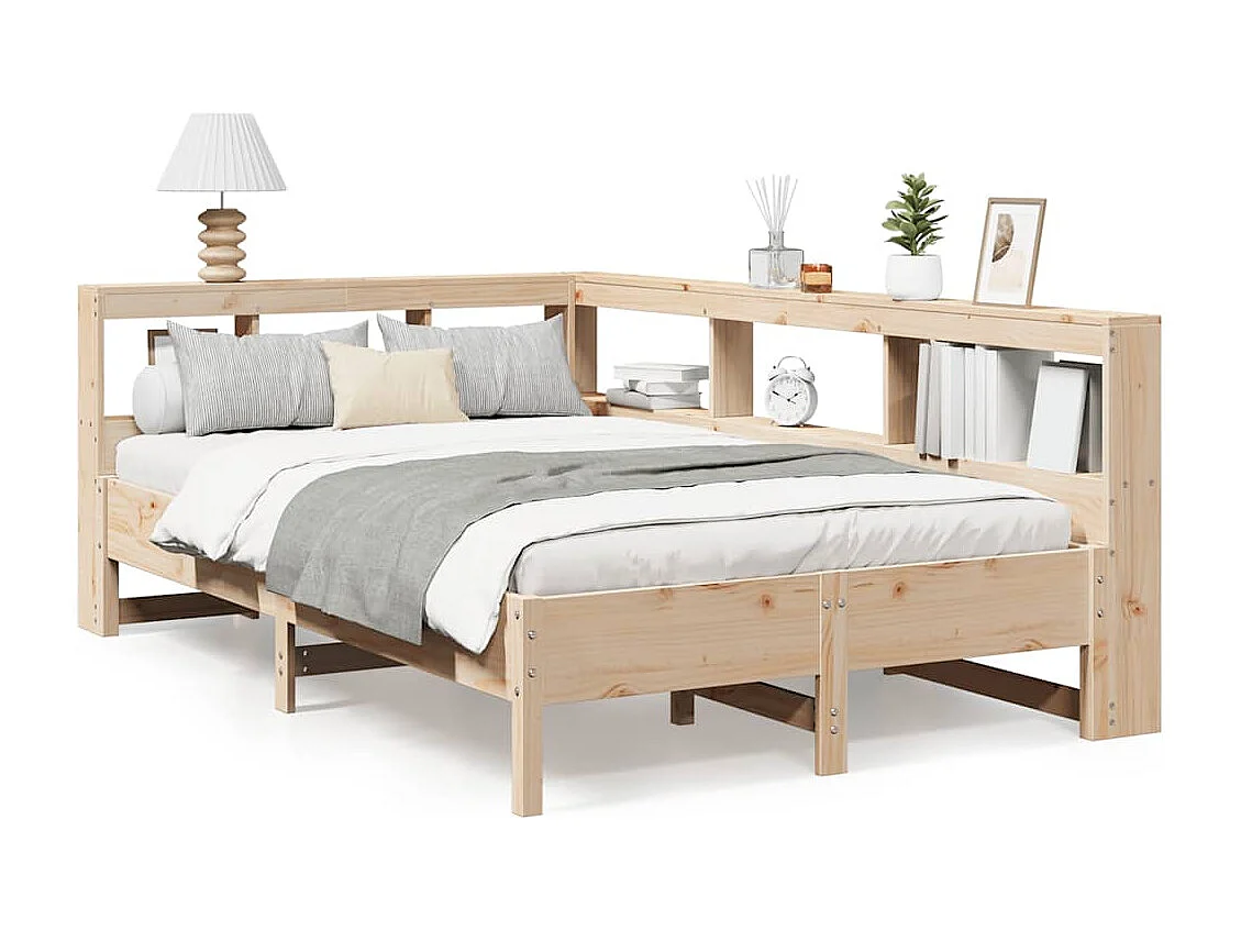 Bed met boekenkast zonder matras massief grenenhout 160x200 cm