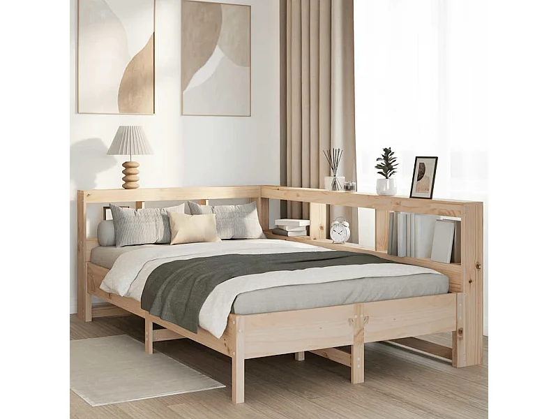 Bed met boekenkast zonder matras massief grenenhout 160x200 cm