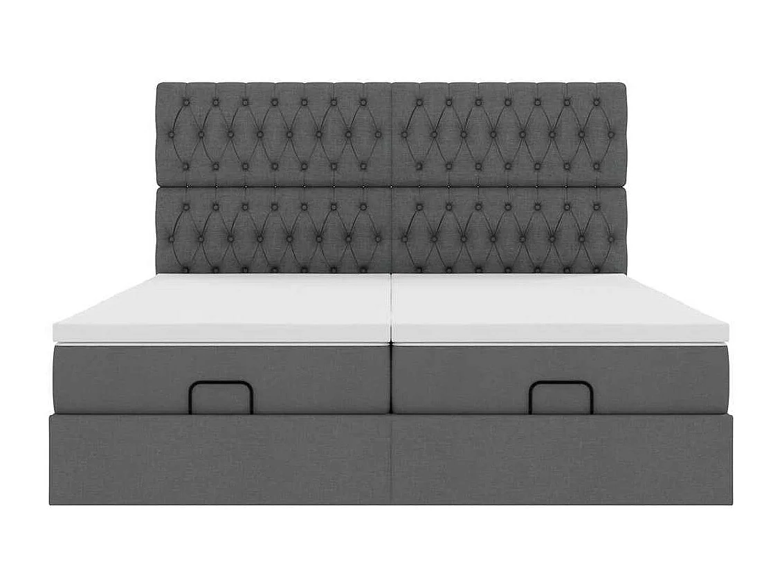 Cadre de lit ottoman avec matelas gris foncé 180x200cm tissu
