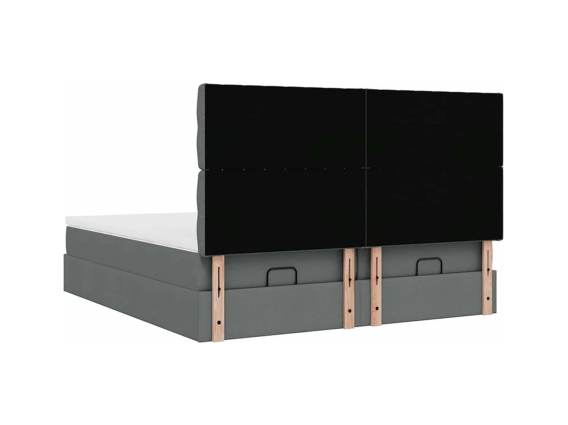 Cadre de lit ottoman avec matelas gris foncé 180x200cm tissu
