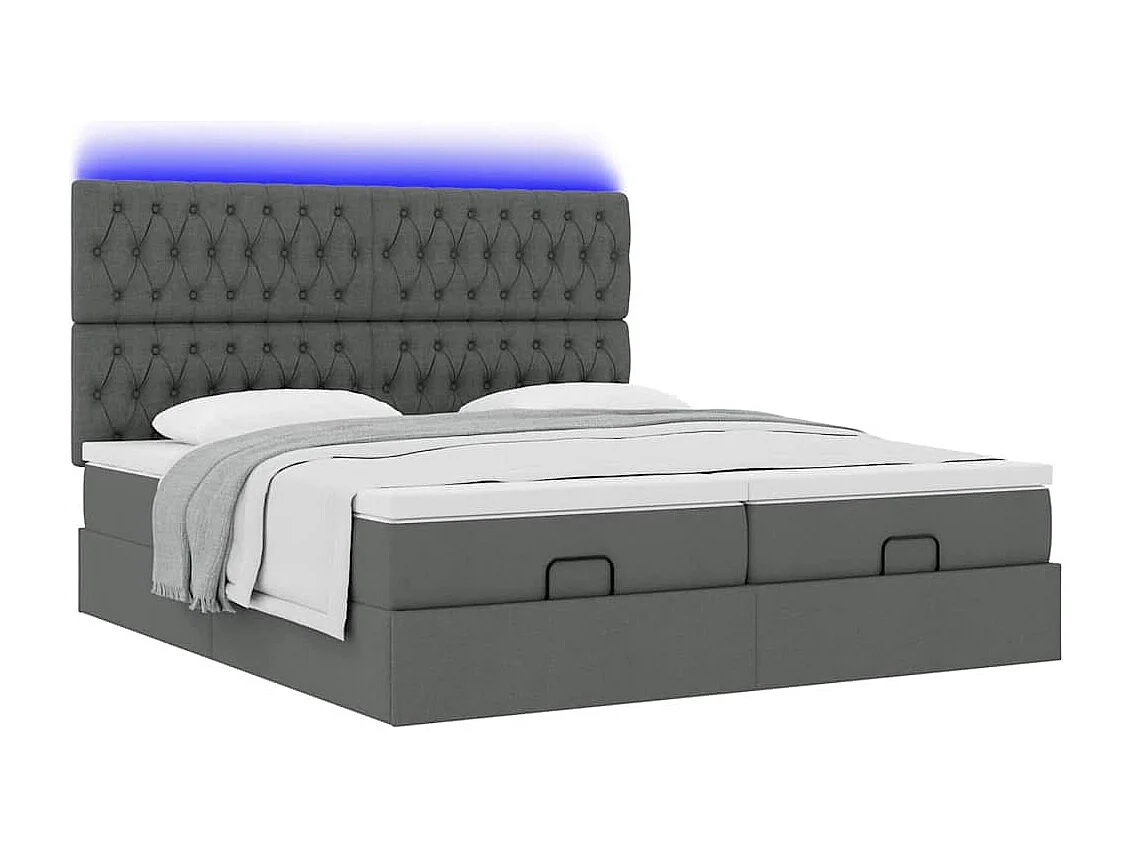 Ottoman bed met matrassen en LED's 180x200cm stof donkergrijs