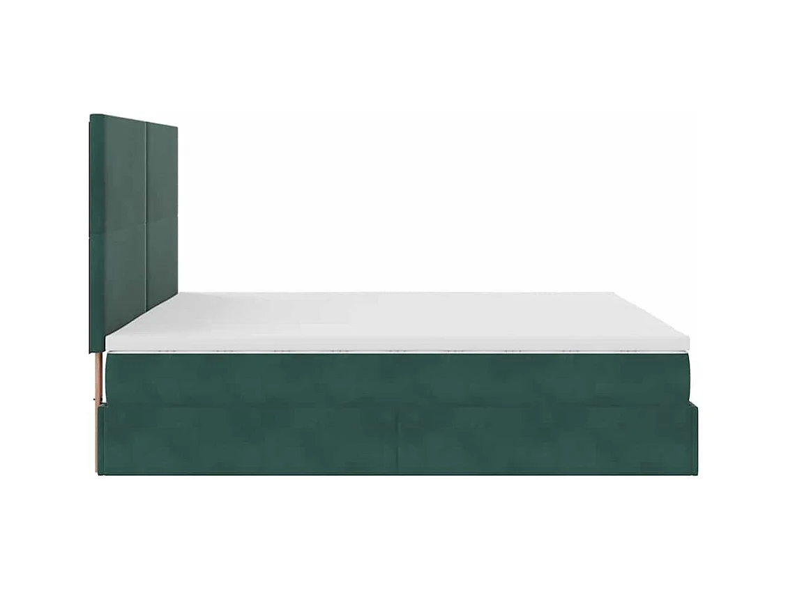 Cadre de lit ottoman avec matelas vert foncé 160x200 cm velours