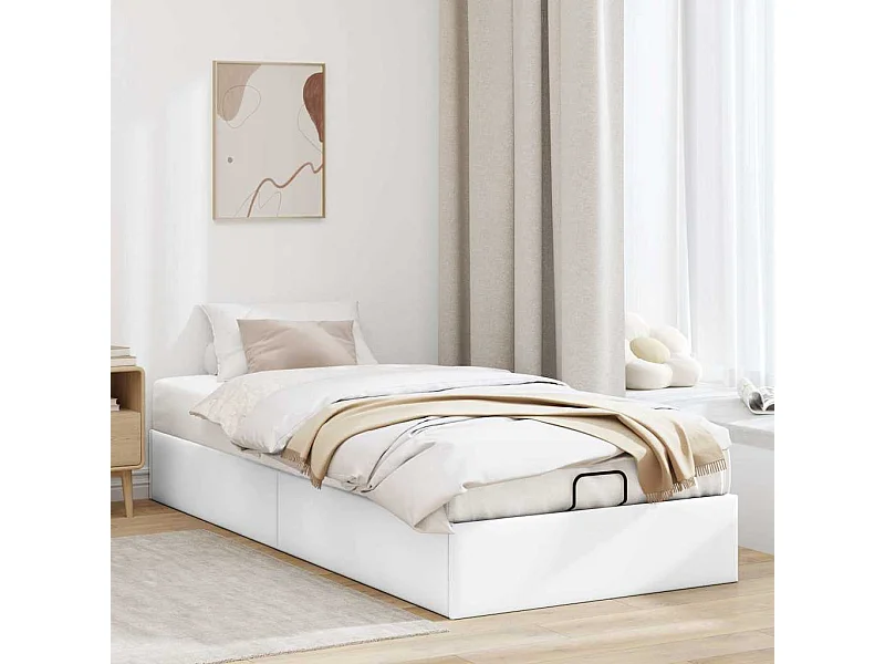 Cadre de lit ottoman sans matelas blanc 80x200 cm similicuir