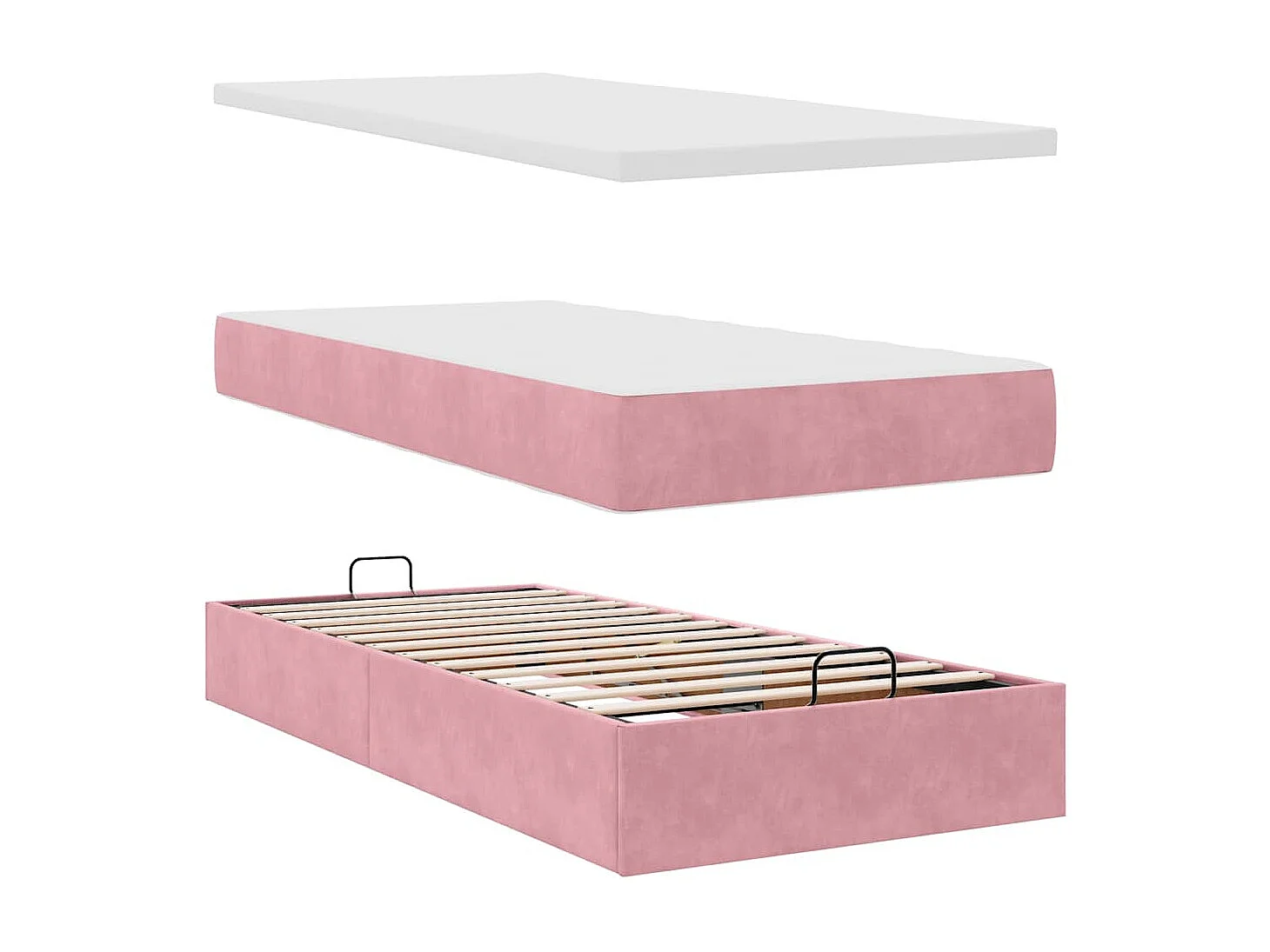 moldura de cama otomana  com colchão rosa 200x200cm Veludo