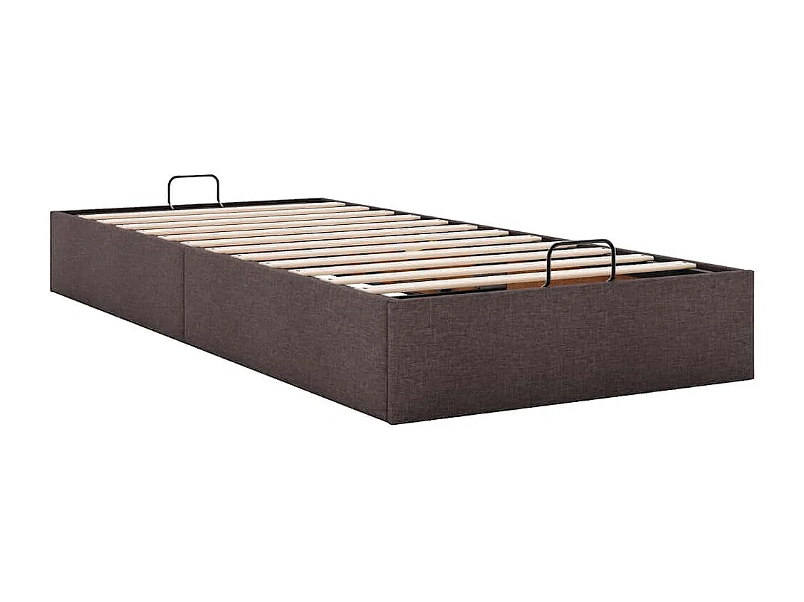 Estructura cama otomana sin colchón tela marrón oscuro 90x190cm