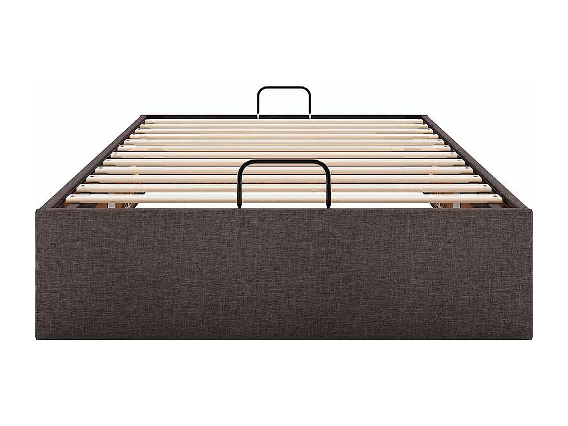 Estructura cama otomana sin colchón tela marrón oscuro 90x190cm