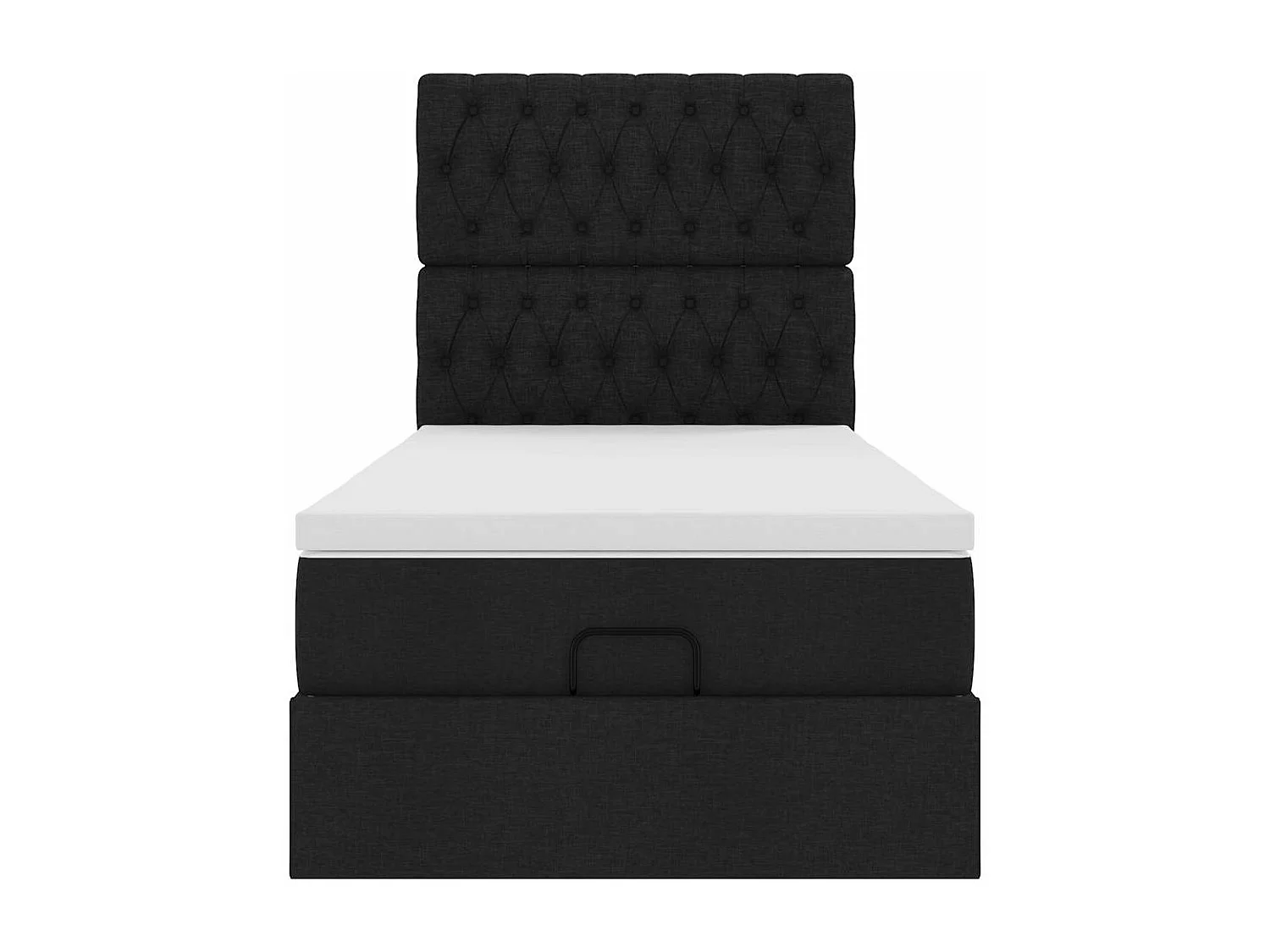 Cadre de lit ottoman avec matelas noir 100x200cm tissu