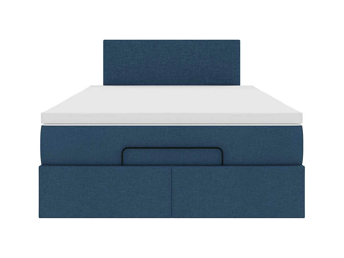 Cadre de lit ottoman avec matelas bleu 120x190 cm tissu