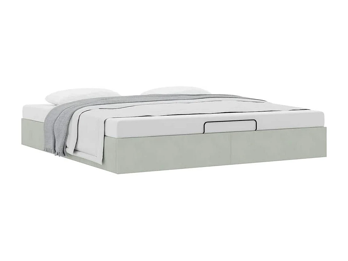Ottoman bedframe zonder matras 180x200 cm fluweel lichtgrijs