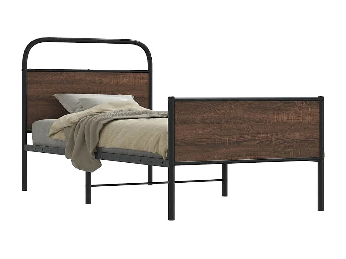 Estructura de cama sin colchón 107x203 cm madera marrón roble