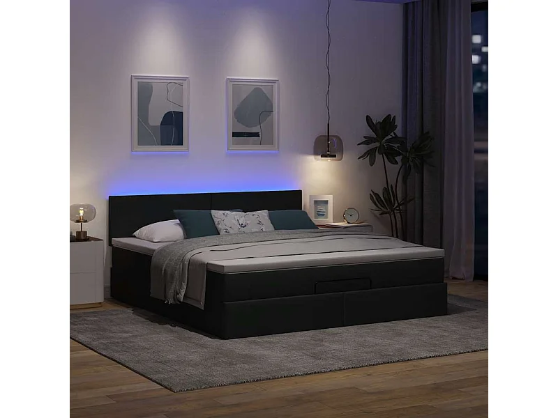 Estructura cama otomana colchón tela gris oscuro 180x200cm