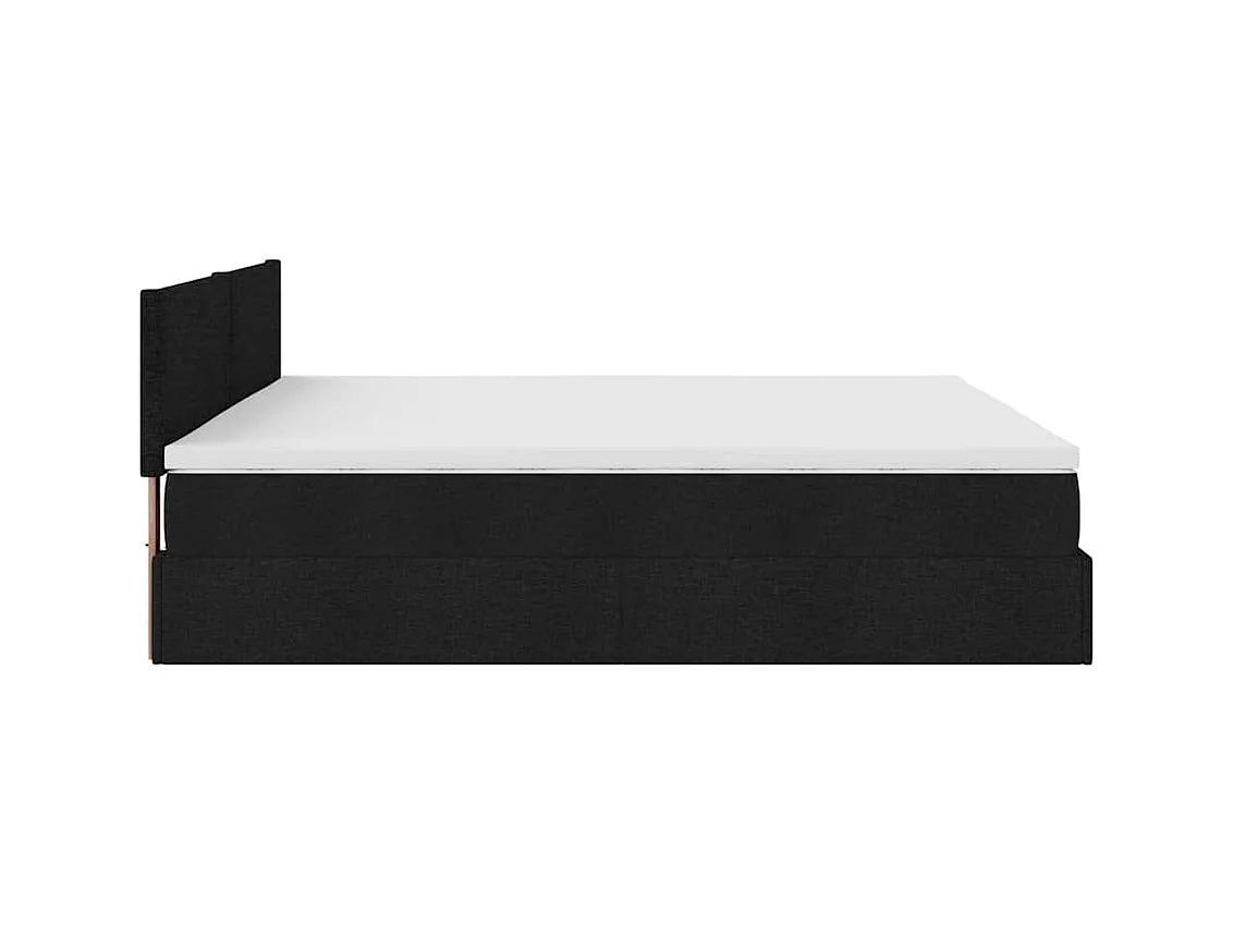 Cadre de lit ottoman avec matelas noir 180x200 cm tissu
